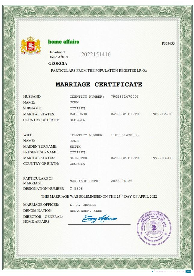 Download Georgia marriage certificate Word and PDF template Photoshop template
